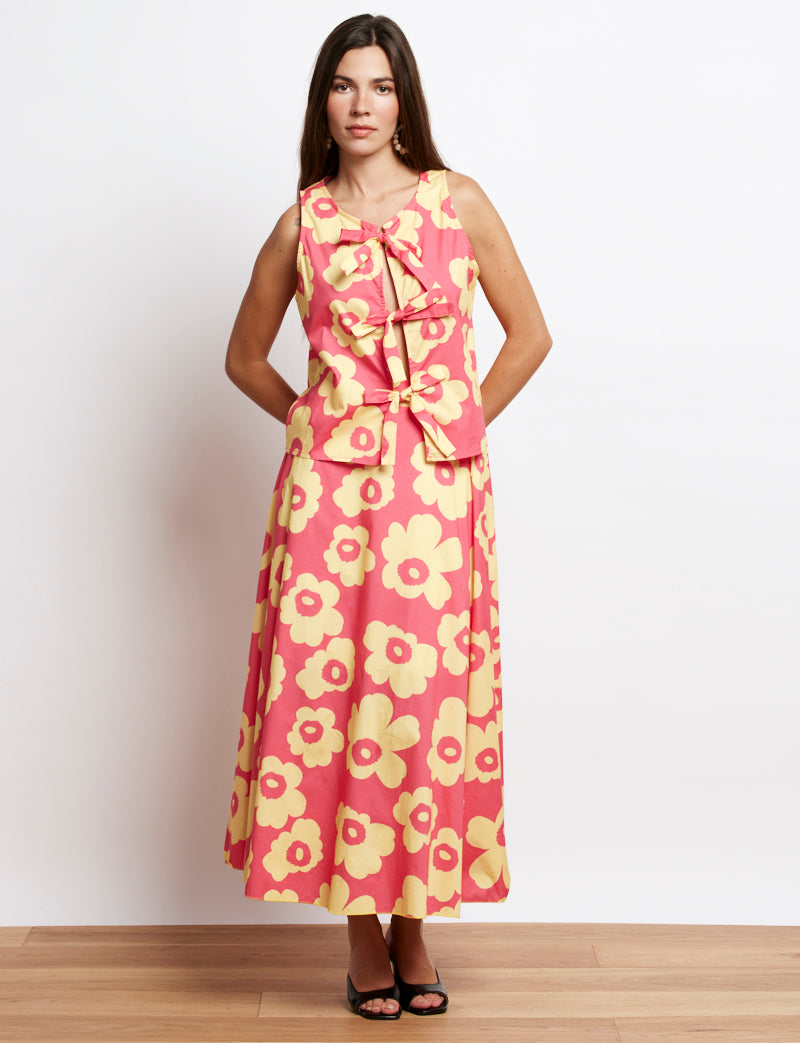 Falda rosa y flores amarillas Yvelle