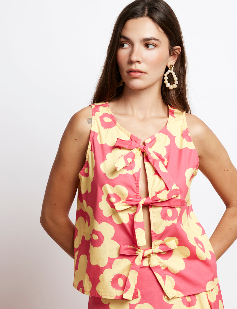 Top rose & fleurs jaunes Yami