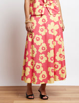 Falda rosa y flores amarillas Yvelle