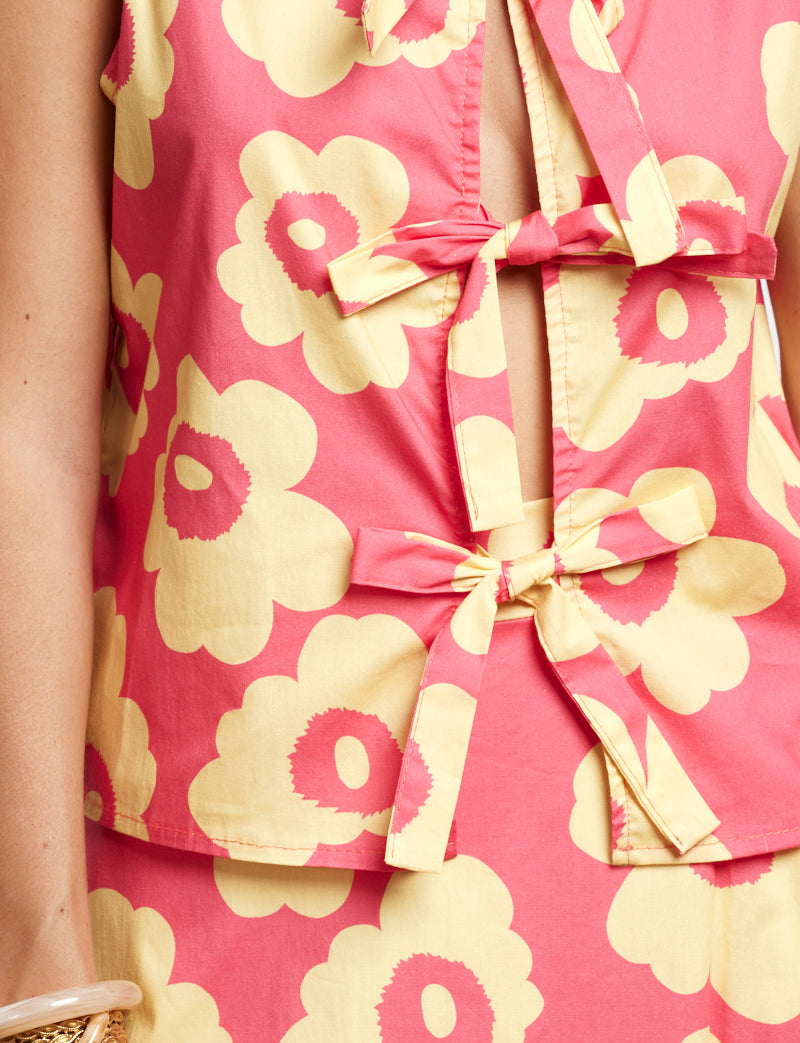 Top rose & fleurs jaunes Yami