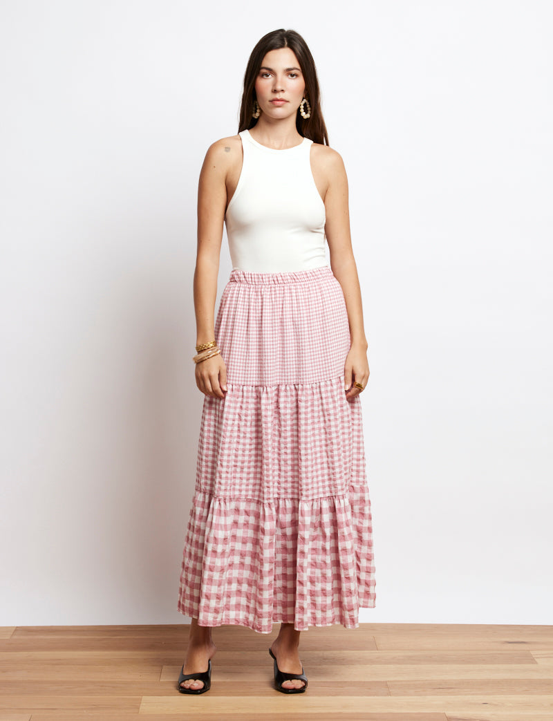 Jupe vichy rose Vilma
