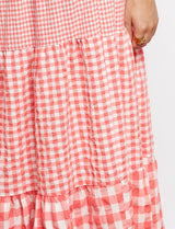 Falda vichy coral Vilma
