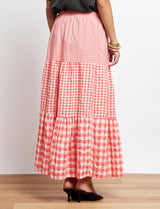 Falda vichy coral Vilma