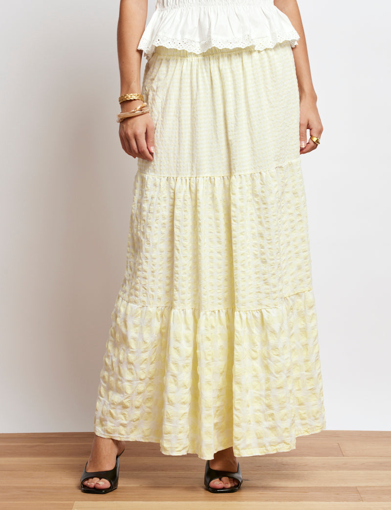 Jupe vichy jaune Vilma