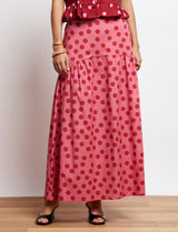 Jupe rose à pois bordeaux Maria