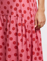 Jupe rose à pois bordeaux Maria