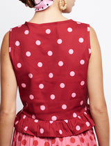 Top rouge à pois rose Luis