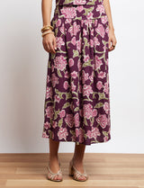 Jupe prune fleurie Bluma
