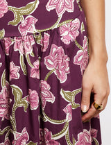 Jupe prune fleurie Bluma