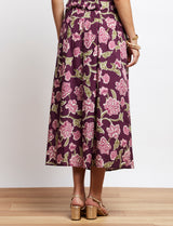 Jupe prune fleurie Bluma
