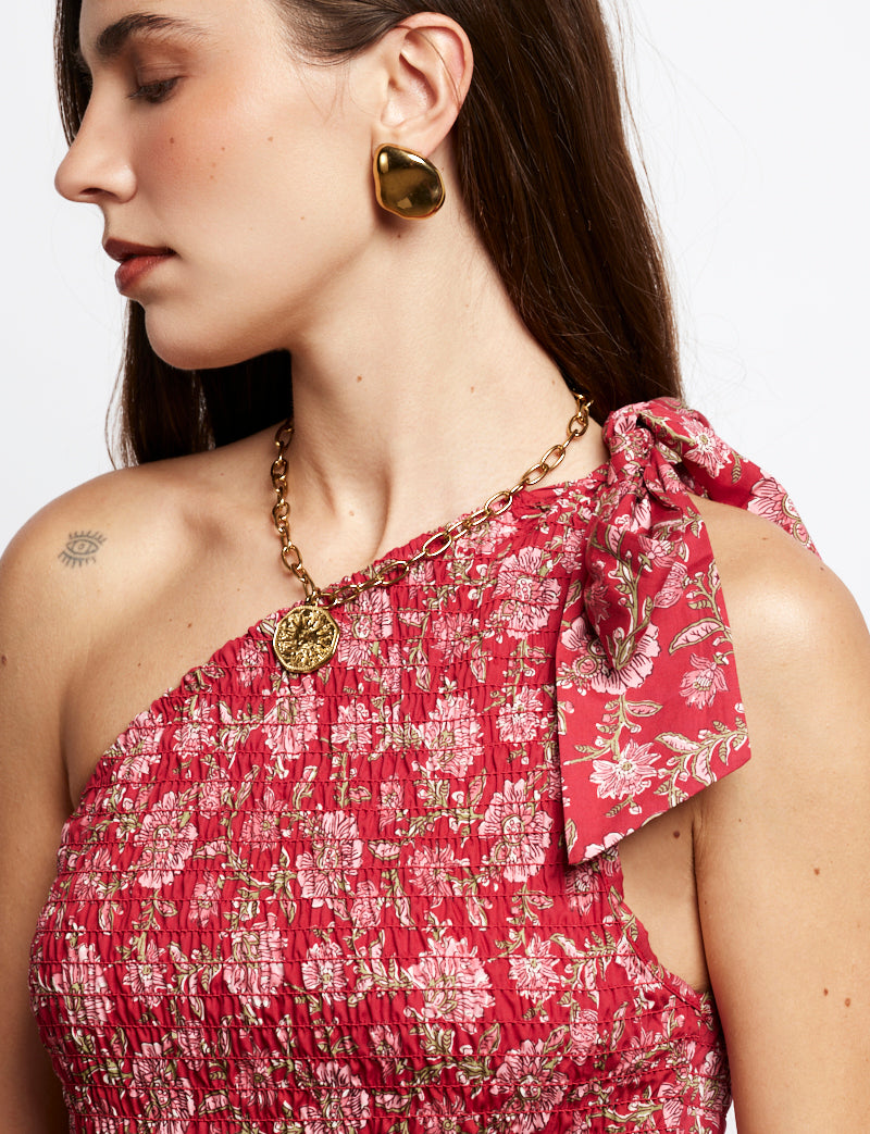 Robe rouge fleurie Francesca