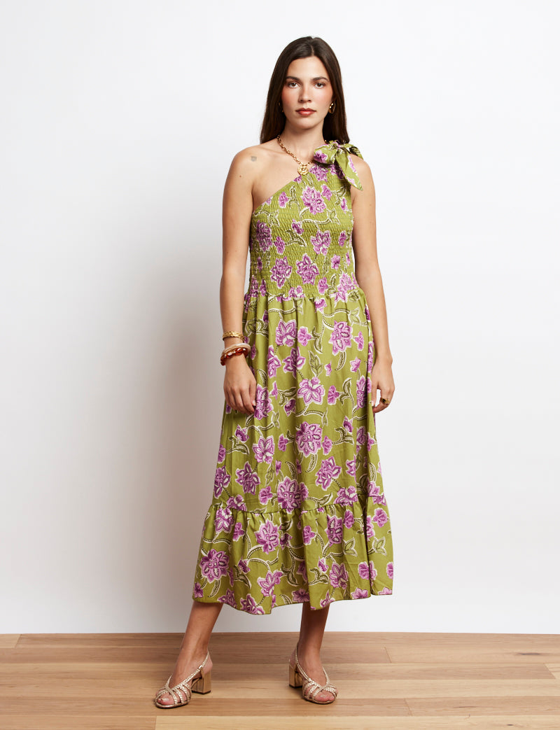 Robe verte fleurie Francesca