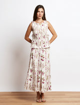 Falda cruda con flores violetas Jimena