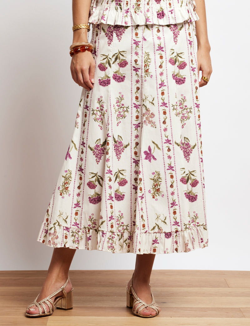 Falda cruda con flores violetas Jimena