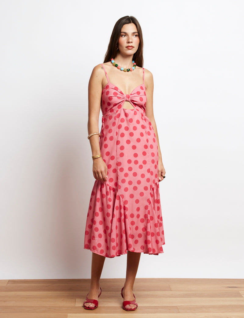 Vestido rosa con lunares fucsia Samira