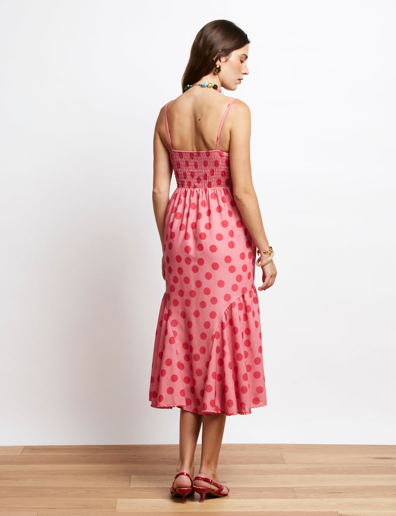 Vestido rosa con lunares fucsia Samira