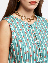 Top céladon fleuri Luis