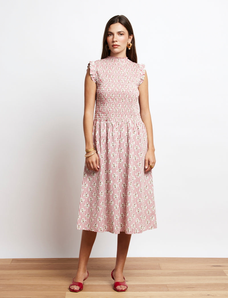 Robe rouge fleurie Yvette