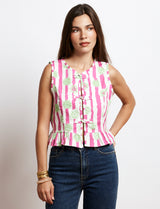 Top rose & fleurs vertes Luis