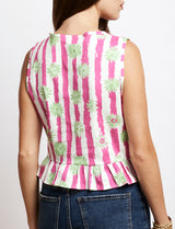 Top rose & fleurs vertes Luis