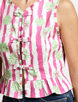 Top rose & fleurs vertes Luis