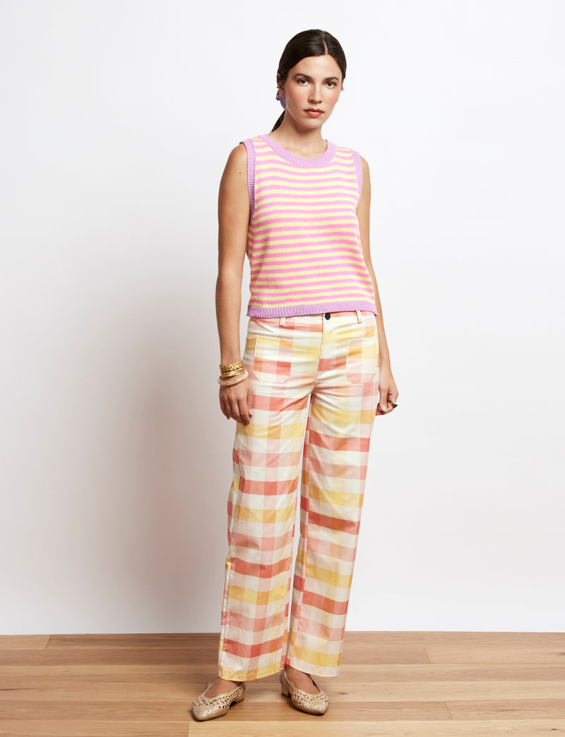 Jordy pink and yellow gingham pants